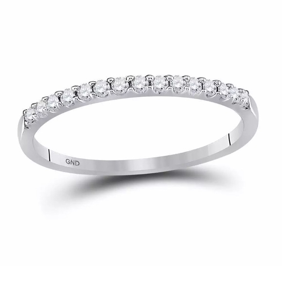 14k White Gold Diamond SWedding Band 1/6 Cttw - Picture 1 of 5
